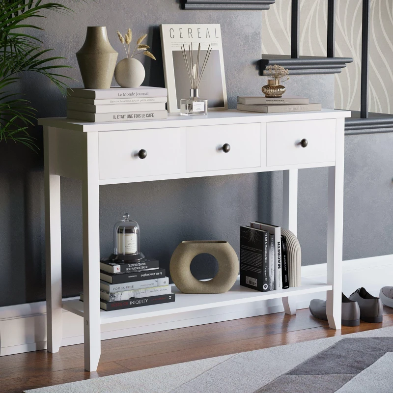 Image of Lassic Vida Designs Windsor 3 Drawer Console Table White unisex 3 Drawer