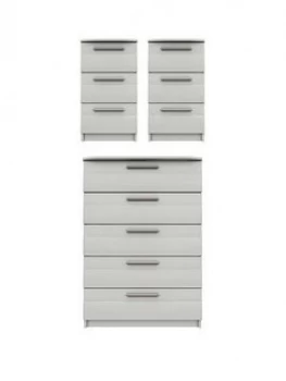 Image of Taylor Ready Assembled 3 Piece Package - 5 Drawer Chest And 2 Bedside Chests