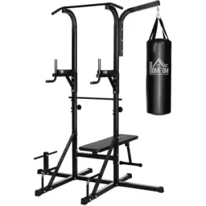Image of Homcom - Multi Function Full Body Power Tower Dip Station Home Gym w/ Punching Bag
