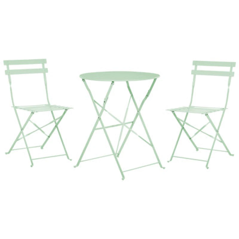 Image of Beliani Bistro Set Folding Fiori Metal Mint Green