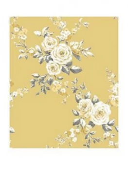 Image of Catherine Lansfield Canterbury Floral Wallpaper ; Ochre