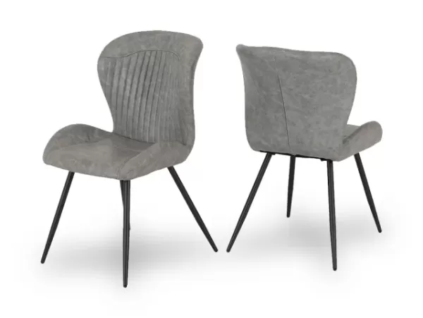 Image of Seconique Quebec Set of 4 Grey Faux Leather Dining Chairs