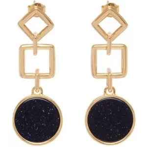 Image of Ladies Lola Rose Rose Gold Plated Blue Sandstone Garbo Large Circle Earrings