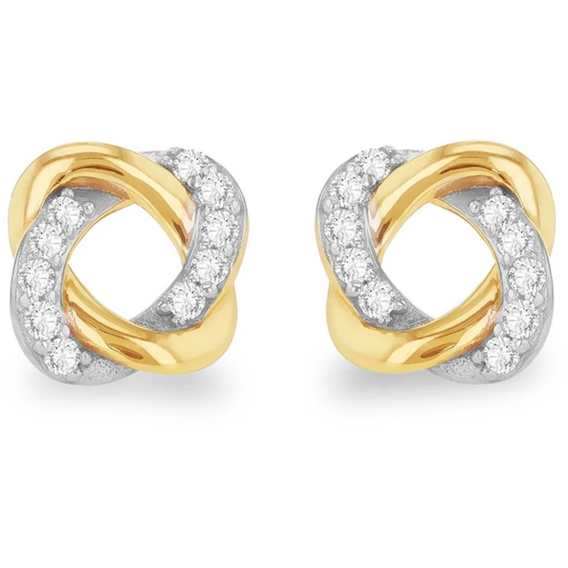 Image of Be You 9ct Gold CZ Knot Stud Earrings Stud Earrings One Size Gold 72941510000