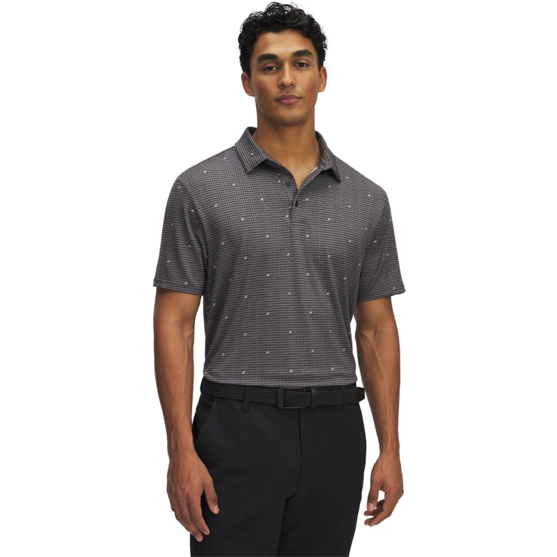 Image of Under Armour Mens Printed Short-Sleeve Performance Polo Shirt Grey male S