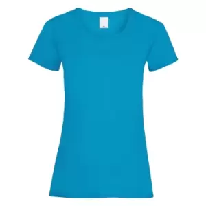 Image of Womens/Ladies Value Fitted Short Sleeve Casual T-Shirt (Medium) (Cyan)