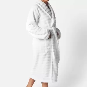 Image of White Cotton Ribbed Bath Robe - S/M
