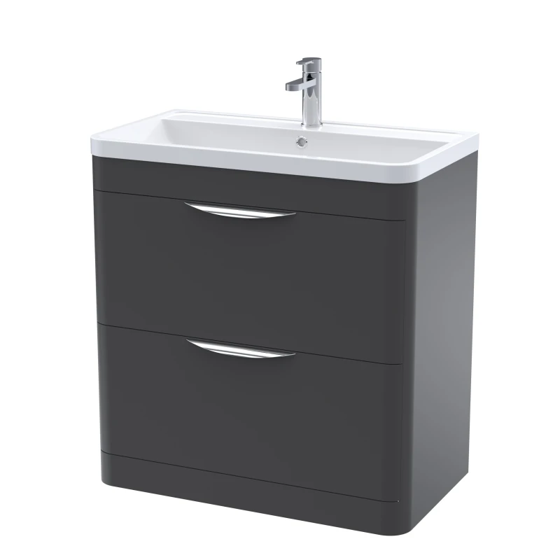 Image of Balterley Floor Standing 2 Drawer Vanity Unit with Basin Soft Black 800mm Black