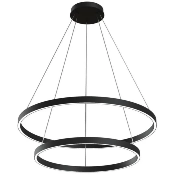 Image of Maytoni Lighting - Maytoni Modern - Rim Modern Rim Integrated LED Black 2 Tier Circular Pendant Ceiling Light