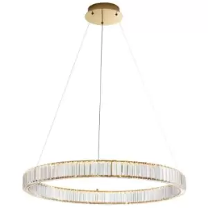 Image of Netlighting Merano Kingston Integrated LED Pendant Ceiling Light Gold Metal, Cry