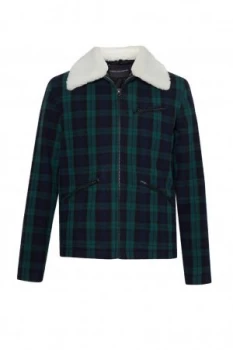 Image of Mens French Connection Workwear Washed Wool Jacket Black Multi