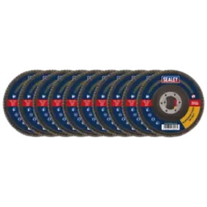 Image of Sealey 80Grit Flap Discs Aluminium Oxide 115mm 22mm Bore - Pack of 10 - FD11580E