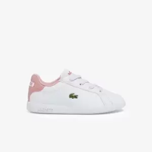 Image of Lacoste Infants' Graduate Synthetic Trainers Size 4 UK Kids White & Light Pink