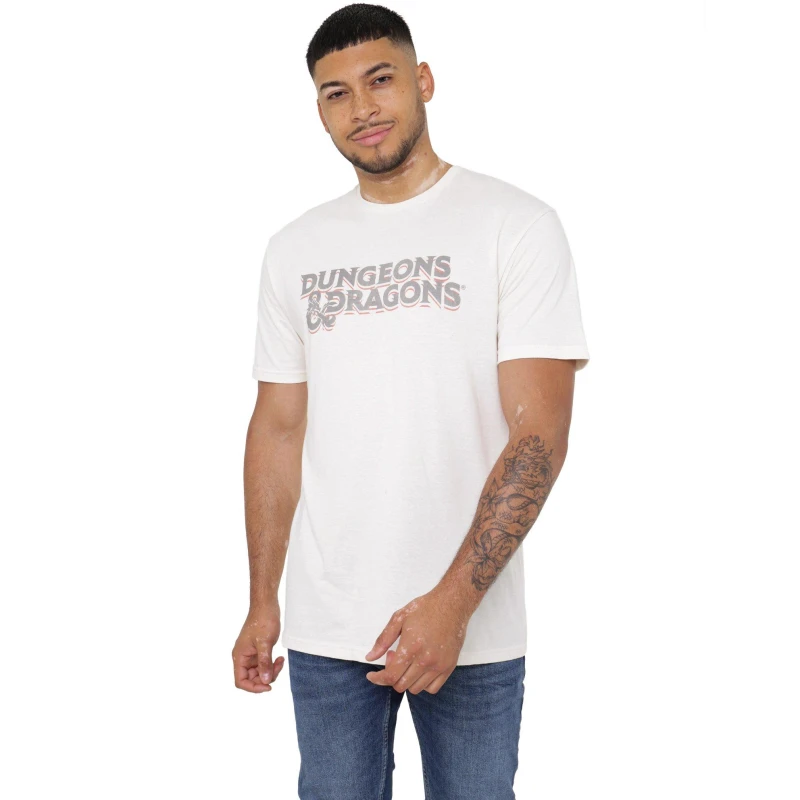 Image of Dungeons & Dragons Men Dungeons & Dragons 70's Logo Mens Mens T-Shirt Natural Size: X-Large Natural XL Male 5052777735925