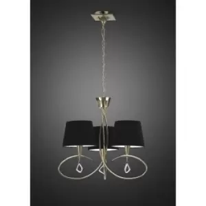 Image of Mara pendant light 3 bulbs E14, gold with Black lampshades