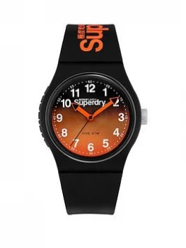 Image of Superdry Urban Laser Orange/Black Graduated Dial Black Silicone Strap Unisex Watch, One Colour, Men