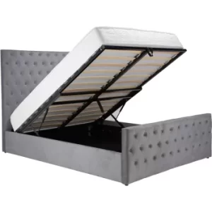 Image of 180cm Marquis Fabric Ottoman Bed Grey Velvet