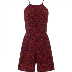 Image of Biba Leopard Print Playsuit - Red