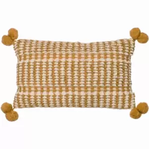 Image of Furn - Ayaan Tufted Knot 100% Cotton Pom Pom Cushion Cover, Mustard, 30 x 50 Cm