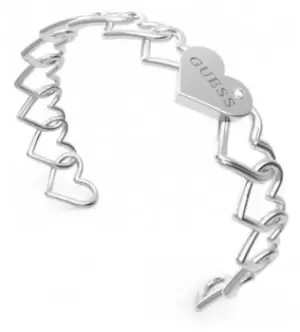 Image of Guess UBB01086RHL Heart to Heart Rhodium Bangle With Crystal Jewellery