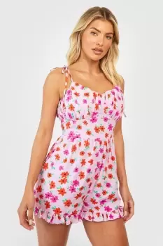 Image of Floral Tie Detail Strappy Playsuit