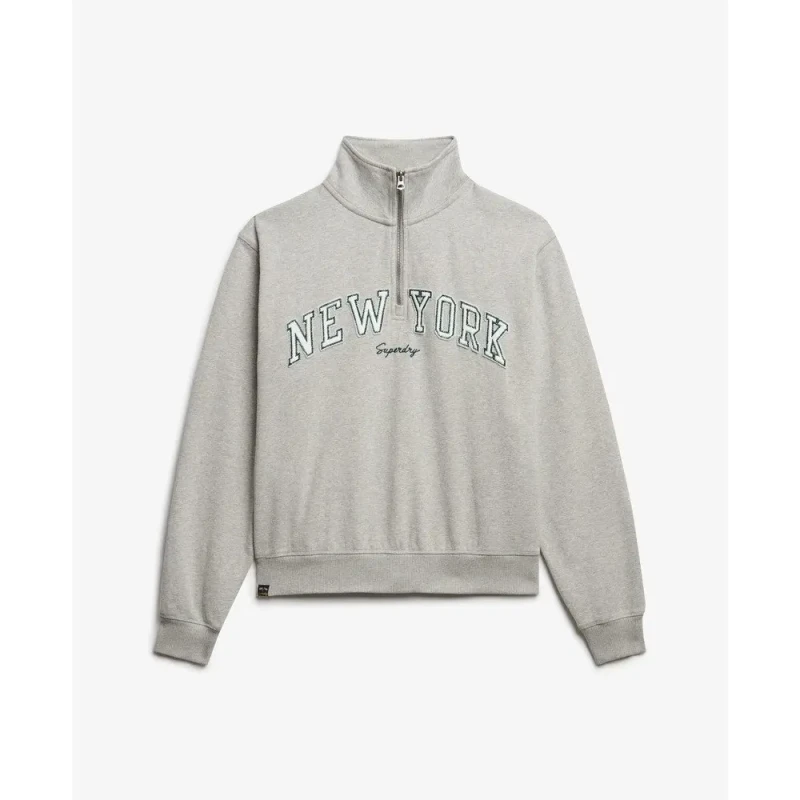 Image of Superdry Sweatshirt 1/2 zip woman Superdry Athletic Ess Applique Gris Female L