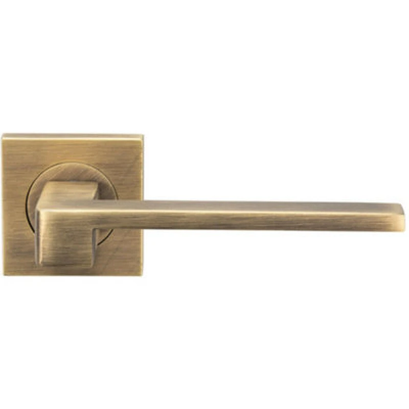Image of Loops PAIR Flat Squared Bar Handle on Square Rose Concealed Fix Antique Brass Metallics