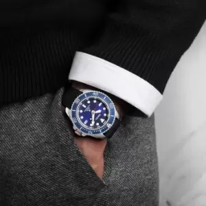Image of Seiko Prospex Solar Quartz Blue Dial Black Rubber Strap Mens Watch SNE593P1