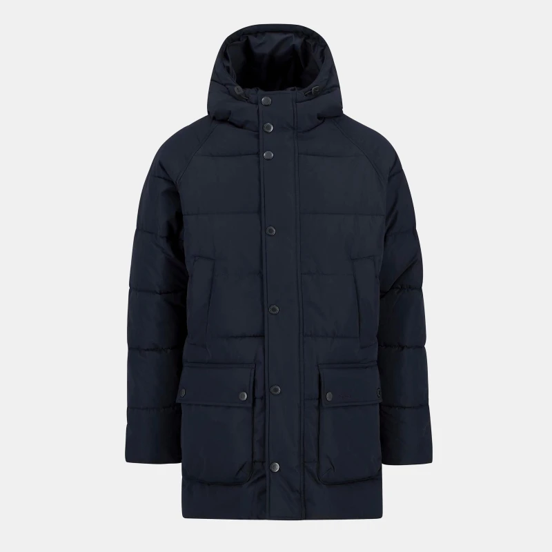 Image of Barbour Mens Bedale Hooded Long Sleeve Long Puffer Jacket Dark Navy NY91 male 2XL