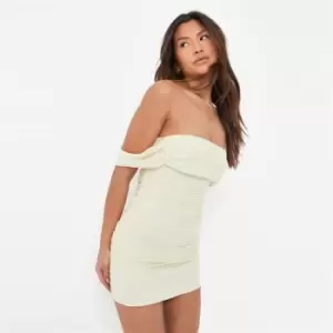 Image of Missguided Ruched Bardot Mini Dress - Yellow