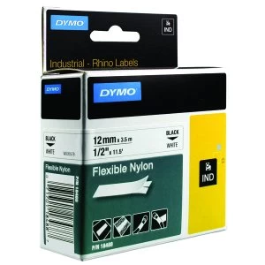 Image of Dymo 18489 Black on White Label Tape 12mm x 3.5m