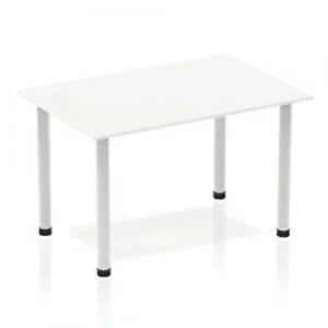 Image of Impulse Straight Table 1200 White Post Leg Silver