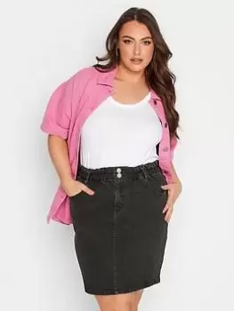 Image of Yours Elasticated Waist Skirt Washed Black, Size 14, Women