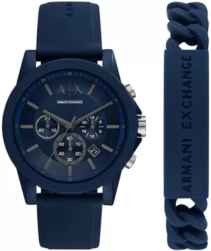 Image of Armani Exchange Mens Chronograph Silicone Watch - Blue