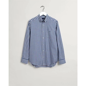 Image of Gant Twill Checked Shirt - Blue