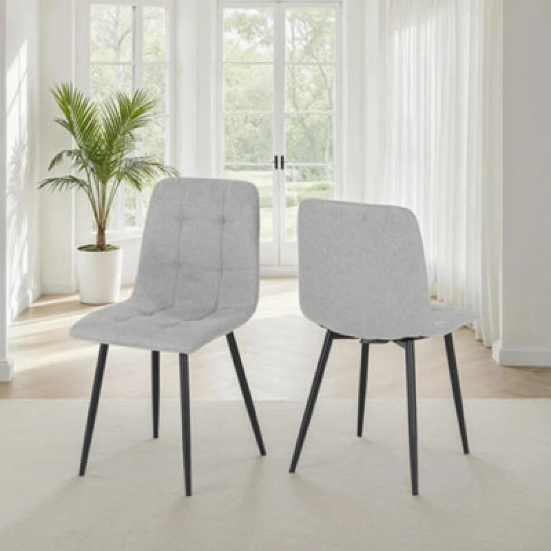 Image of Seconique Fenton Dining Chair (x2 Per Box) - Light Grey Fabric, Grey 400-402-154