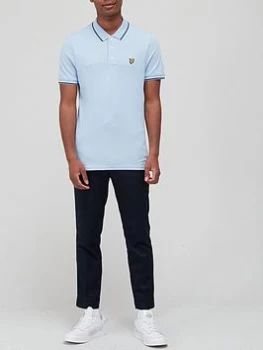 Image of Lyle & Scott Tipped Small Logo Polo Shirt - Blue Size M, Men