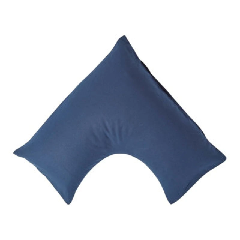 Image of Homescapes Linen V Shaped Pillowcase Navy
