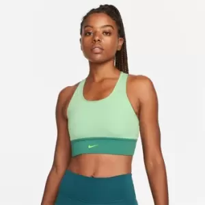 Image of Nike Dri-FIT Swoosh Womens Medium-Support 1 Piece Padded Longline Sports Bra - Green