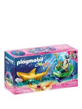 Image of Playmobil 70097 Magic Mermaids Sea King With Shark-Drawn Carriage