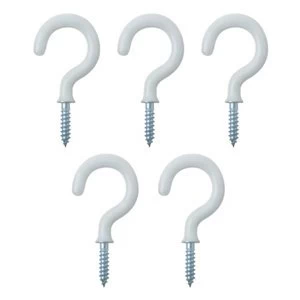 Image of White Medium Cup hook (L)40mm Pack of 25