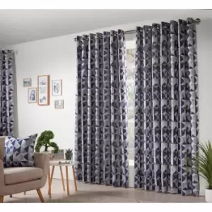 Image of Essential Living Zandi 90" X 72" Navy Ring Top Curtains
