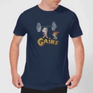 Image of The Flintstones Distressed Bam Bam Gains Mens T-Shirt - Navy - L
