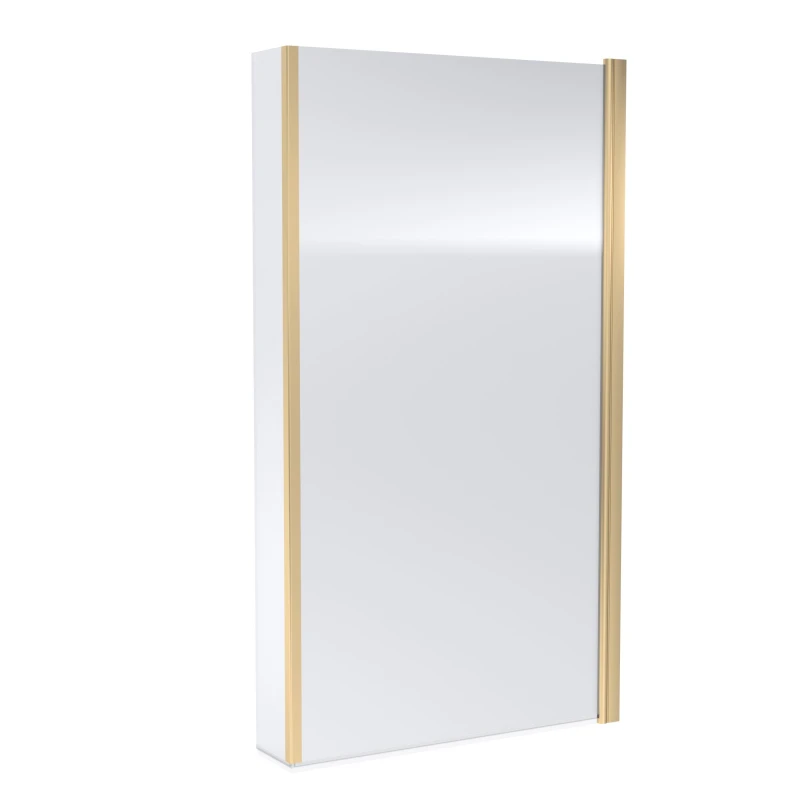 Image of Balterley 6mm Toughened Safety Glass Hinged Bath Screen with Fixed Return Brushed Brass in Metallics Metallics Unisex