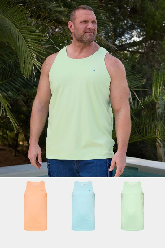 Image of BadRhino Mens Mens 3 Pack Vests in Light Blue Size: 7-8XL Light Blue Male 7-8XL