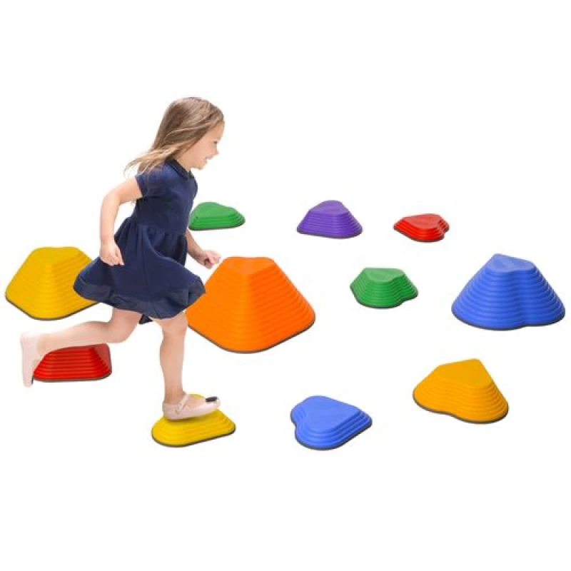 Image of AIYAPLAY 11PCs Kids Stepping Stones, Non-Slip Stackable River Stones, Multi 347-023V02MX