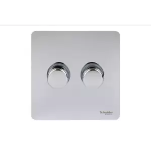 Image of Schneider Electric Ultimate Screwless Flat Plate - Double 2 Way Dimmer Light Switch, Main & Low Voltage, 250W/VA, GU6422CPC, Polished Chrome
