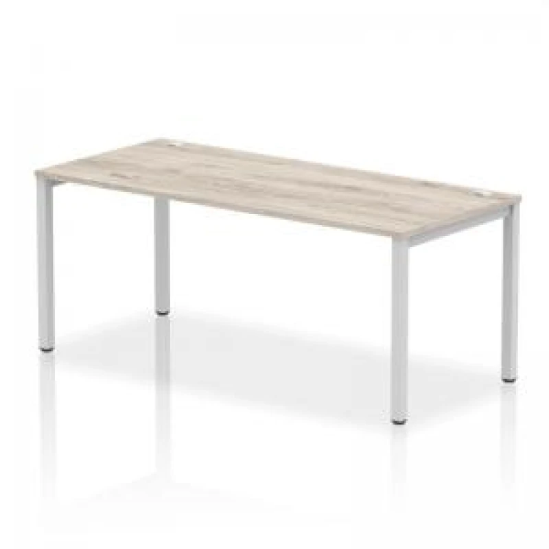 Image of Impulse Impulse Bench Single Row 1800 Silver Frame Office Bench Desk Grey Oak IMBS18GRYS