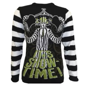 Image of Beetlejuice Unisex Adult Showtime Knitted Jumper (M) (Black/White/Green)