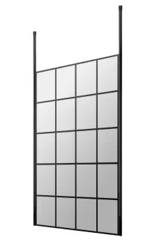 Image of Hudson Reed 1200mm Frame Screen With Ceiling Posts - Matt Black